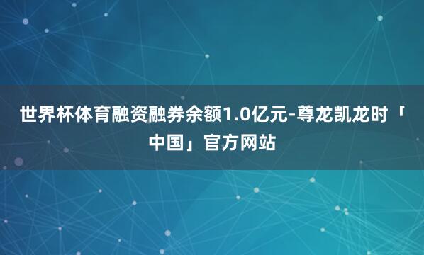 世界杯体育融资融券余额1.0亿元-尊龙凯龙时「中国」官方网站