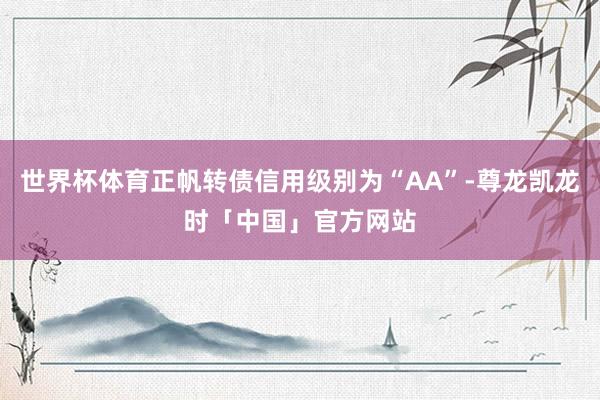 世界杯体育正帆转债信用级别为“AA”-尊龙凯龙时「中国」官方网站