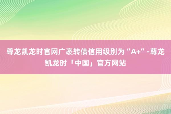 尊龙凯龙时官网广袤转债信用级别为“A+”-尊龙凯龙时「中国」官方网站