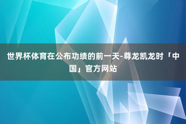 世界杯体育　　在公布功绩的前一天-尊龙凯龙时「中国」官方网站