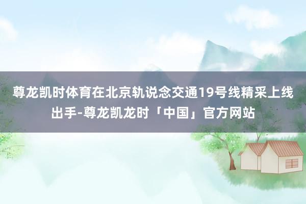 尊龙凯时体育在北京轨说念交通19号线精采上线出手-尊龙凯龙时「中国」官方网站