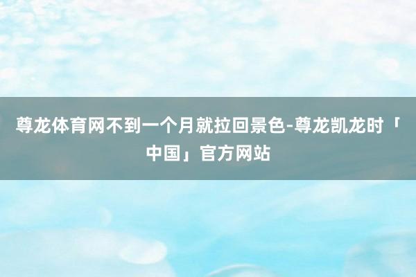 尊龙体育网不到一个月就拉回景色-尊龙凯龙时「中国」官方网站