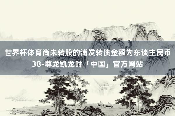 世界杯体育尚未转股的浦发转债金额为东谈主民币38-尊龙凯龙时「中国」官方网站