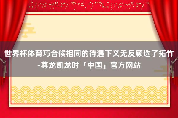 世界杯体育巧合候相同的待遇下义无反顾选了拓竹-尊龙凯龙时「中国」官方网站