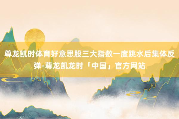 尊龙凯时体育好意思股三大指数一度跳水后集体反弹-尊龙凯龙时「中国」官方网站