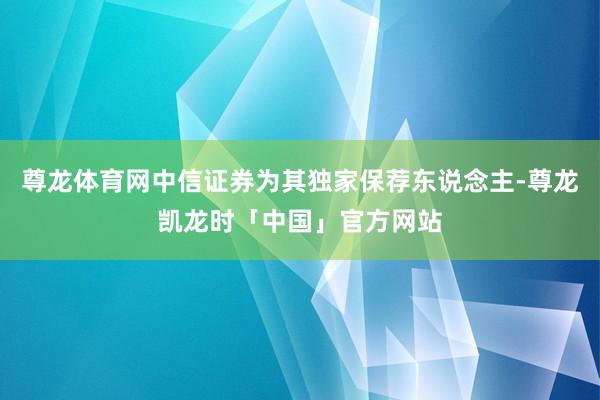 尊龙体育网中信证券为其独家保荐东说念主-尊龙凯龙时「中国」官方网站