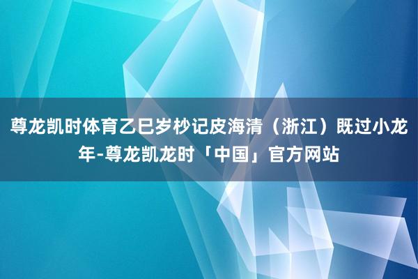 尊龙凯时体育乙巳岁杪记皮海清（浙江）既过小龙年-尊龙凯龙时「中国」官方网站